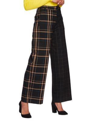 1.state Mixed-print Wide-leg Pants