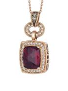 Le Vian 14k Strawberry Gold? Vanilla Diamond? Chocolate Diamond? And Raspberry Rhodolite? Pendant Necklace