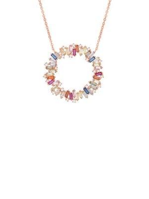 Lord & Taylor 14k Rose Goldplated Sterling Silver & Multicolored Crystal Open Circle Pendant Necklace