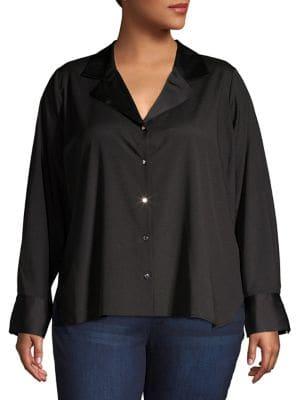 Calvin Klein Plus Collared Button Front Shirt