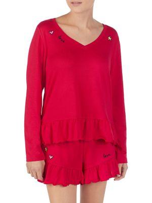 Betsey Johnson Icons Ruffled-hem Top
