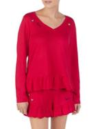 Betsey Johnson Icons Ruffled-hem Top