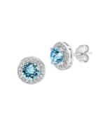 Lord & Taylor 925 Sterling Silver & Swarovski Crystal Round-halo Stud Earrings