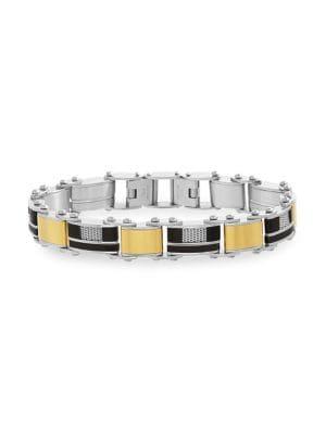 Lord & Taylor Tri-tone Stainless Steel Link Bracelet