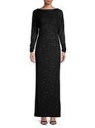 Vince Camuto Long-sleeve Glitter Gown