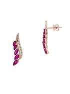Effy Amore 14k Rose Gold, Natural Ruby & Diamond Earrings
