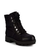 H Halston Corinne Buckle Satin Lace Up Boots