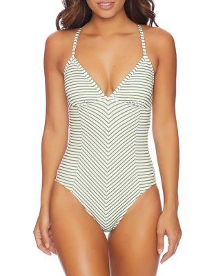 Splendid One-piece Striped Halter Swimsuit