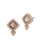 Jenny Packham Pave Frame Cushion Crystal Stud Earrings
