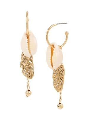 Bcbgeneration Beachcomber Goldtone & Crystal Charm Hoop Drop Earrings