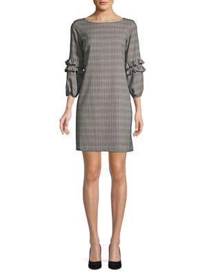 Gabby Skye Tonal Plaid Shift Dress