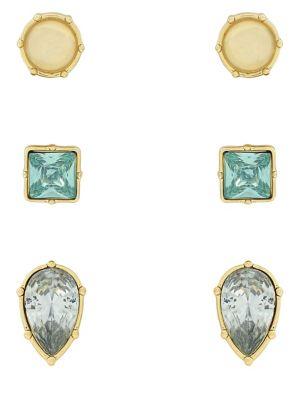 Jessica Simpson Opalescence Set Of Three Stone Stud Earrings
