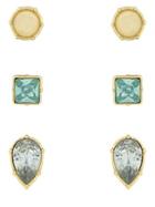 Jessica Simpson Opalescence Set Of Three Stone Stud Earrings