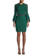 Bardot Bell-sleeve Lace Sheath Dress