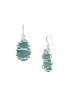 Robert Lee Morris Soho Turks & Beads Silvertone And Turquoise Wire Wrapped Drop Earrings