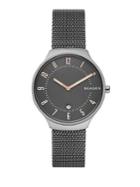 Skagen Grenen Titanium And Stainless Steel-mesh Bracelet Watch