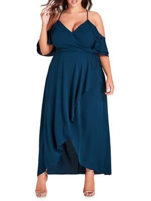 City Chic Plus Miss Jessica Cold-shoulder Fit-&-flare Dress