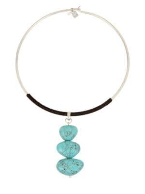 Robert Lee Morris Soho Santa Fe Crystal And Turquoise Totem Round Wire Necklace