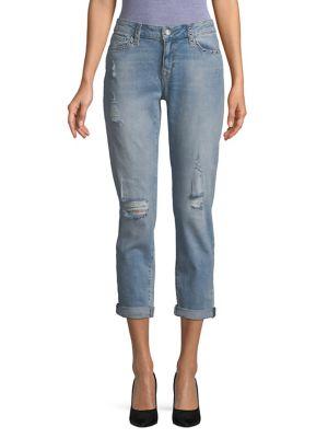 Mavi Ada High-rise Ripped Eyelet Boyfriend Jeans