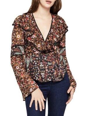 Bcbgeneration Mixed-print Peasant Top