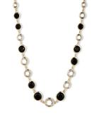 Anne Klein Faceted Jet And Clear Stone Long Necklace
