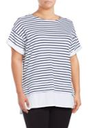 Marc New York Performance Cotton Striped Layered Blouse