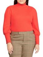 Lauren Ralph Lauren Plus Plus Size Ribbed Puff-sleeve Sweater