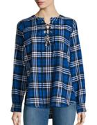 Highline Collective Plaid Lace-up Top