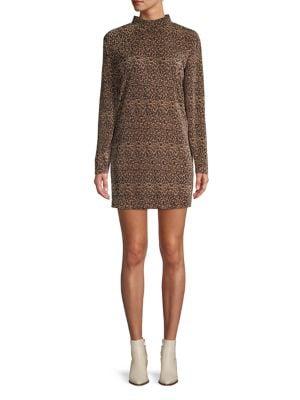 The Fifth Label Mock-neck Leopard-print Mini Dress