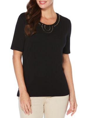 Rafaella Plus Short-sleeve Cotton Top