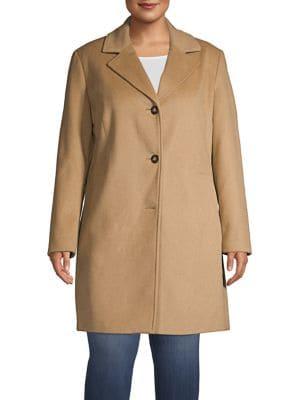 Calvin Klein Plus Notched Lapel Classic Coat