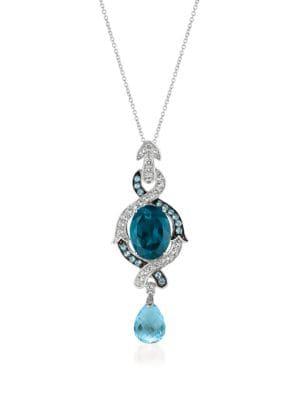 Le Vian Deep Sea Blue Topaz, Ocean Blue Topaz & 14k Vanilla Gold Necklace