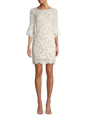 Eliza J Petite Laced Cotton Blend Sheath Dress