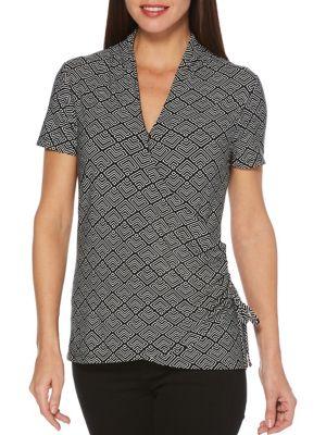 Rafaella Geometric-print V-neck Top