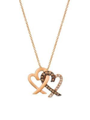 Le Vian 14k Strawberry Gold, Chocolate Diamond And Nude Diamond Pendant Necklace