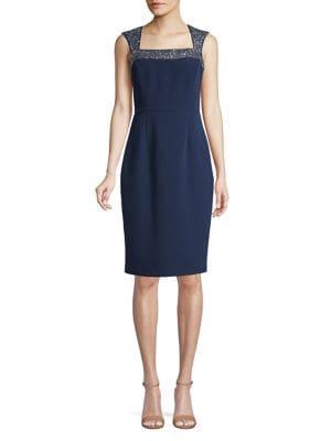 Laundry By Shelli Segal Beaded Yoke Sleeveless Cocktail Dress