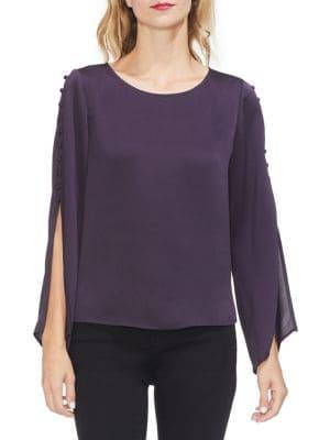 Vince Camuto Gilded Rose Buttoned Satin Blouse