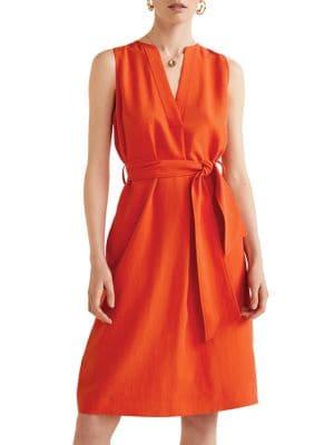 Mango Splitneck Waist-tie Fit-&-flare Dress