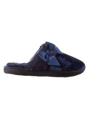 Isotoner Velour Faux Fur Hoodback Slippers