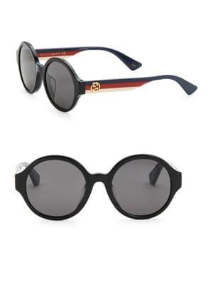 Gucci 51mm Side Stripe Round Sunglasses
