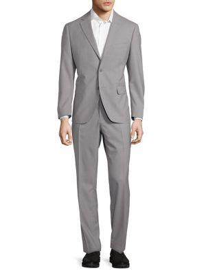 Black Brown Two Piece Wool Suit