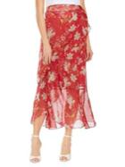 Vince Camuto Oasis Bloom Wildflower Ruffled Faux Wrap Skirt