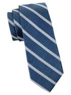Black Brown Chambray Stripe Silk-cotton Tie