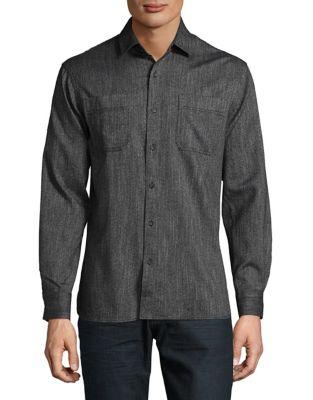 Black Brown Textured Button-down Shirt