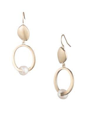 Carolee Goldplated & 8mm Freshwater Pearl Double Drop Earrings