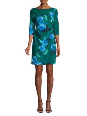 Eliza J Petite Floral Three-quarter Sheath Dress