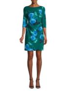 Eliza J Petite Floral Three-quarter Sheath Dress