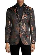 Tallia Orange Dragon Embroidered Button Jacket