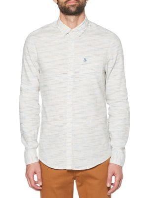 Original Penguin Space Dye Oxford Long Sleeve Button-down Shirt