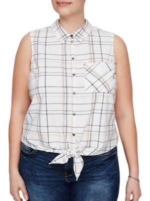 Junarose Plus Rea Printed Knotted-hem Shirt